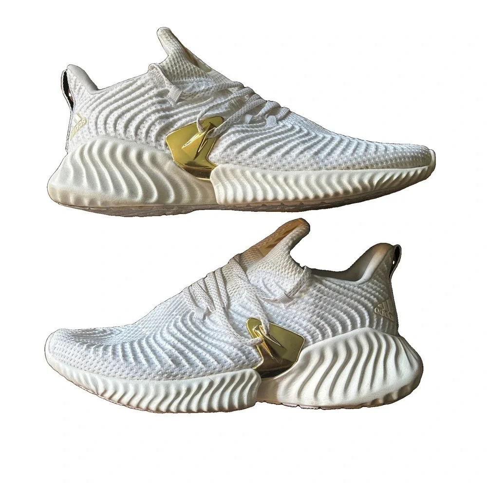 Adidas Alphabounce Instinct Men Size 11.5 Gold White Sneakers ART EE7613